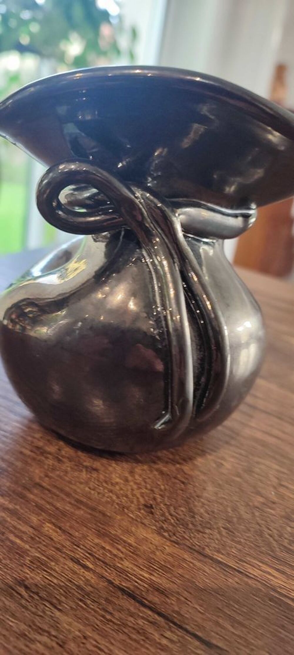 Vase c&eacute;ramique iris&eacute;e ann&eacute;es 60 sign&eacute; 