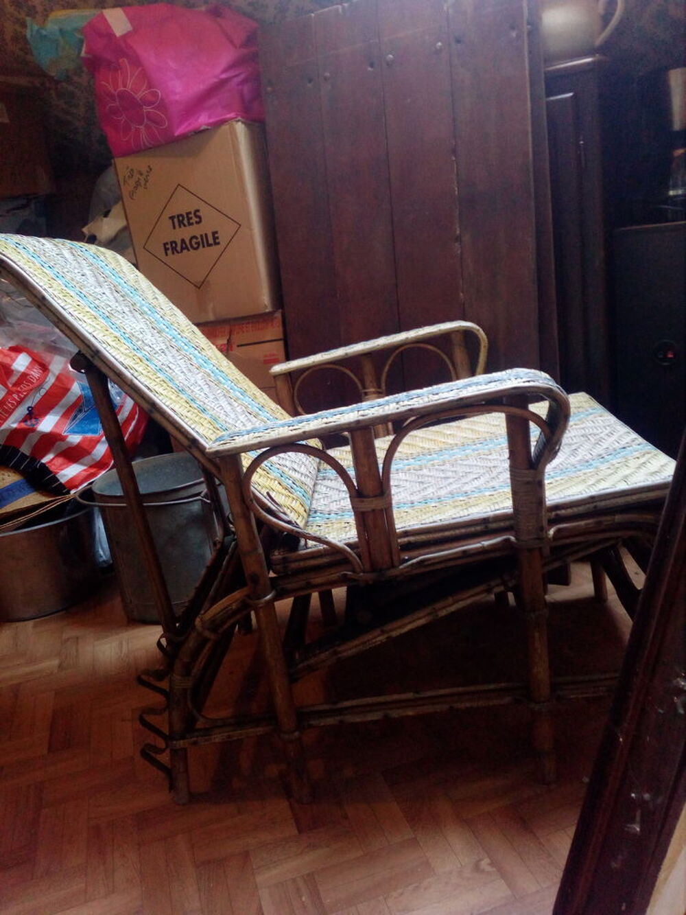 Fauteuil rotin chilienne, transat vintage Jardin