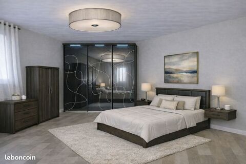 Chambre à coucher CELIO EBENE ? Lit 160x200 & rangements, qu 3799 Gonesse (95)