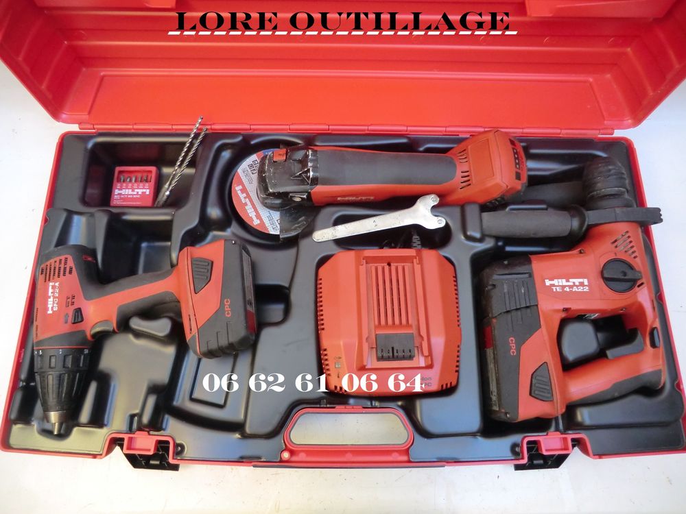 Pack 3 Outils Hilti D'occasion : Perforateur TE 6 + Meuleuse AG 125 + Visseuse SF 6