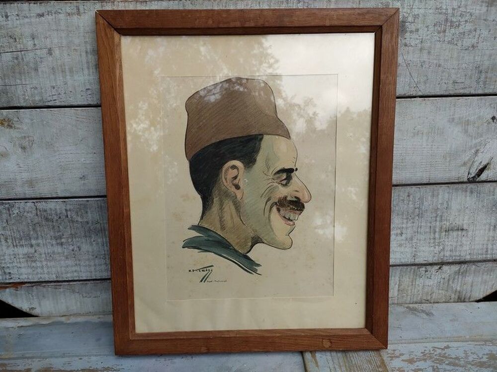 Dessin Caricature Portrait Homme Afrique du Nord Hans Kleiss 