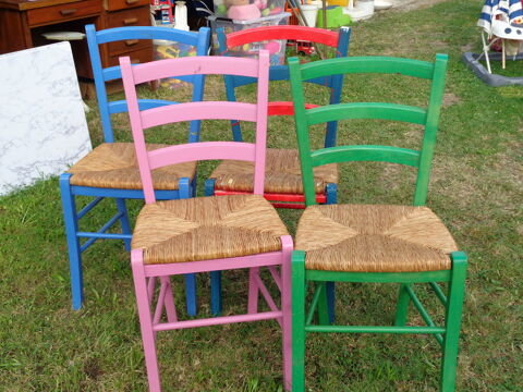 chaises paillées peintes 40 Saint-Sève (33)