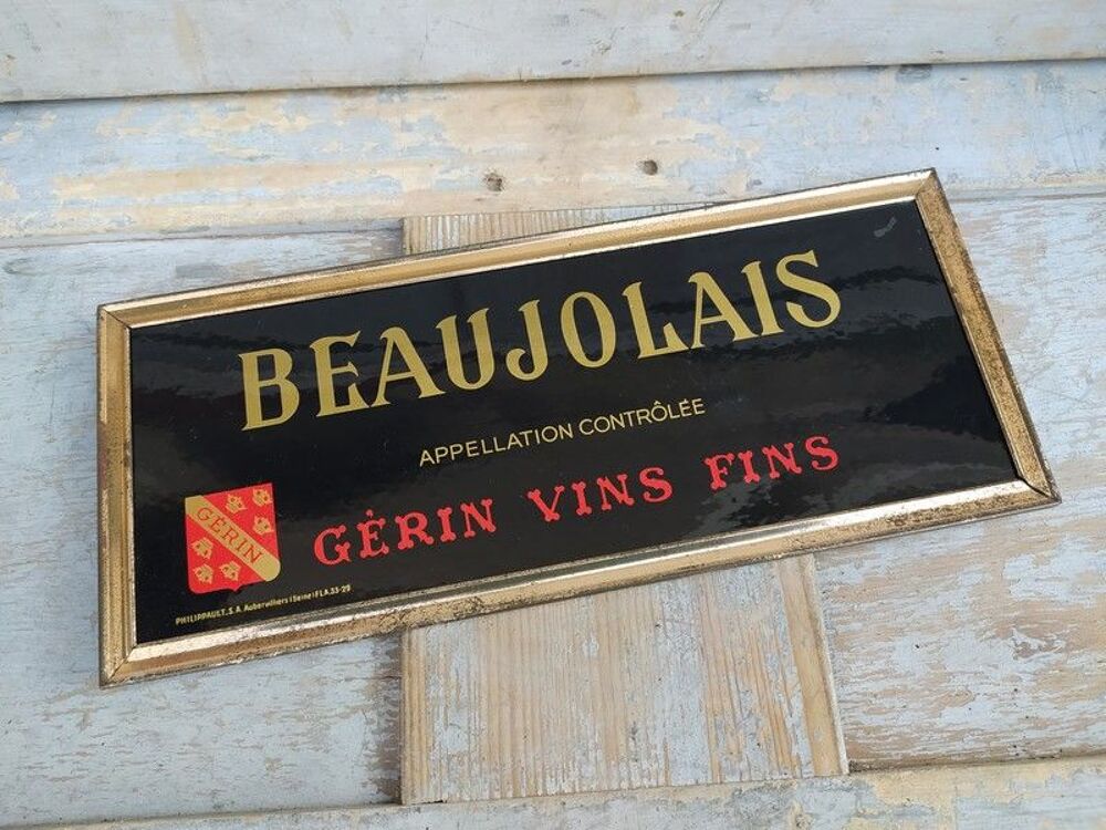 Ancienne Plaque Glacoide Publicitaire Beaujolais Vins G&eacute;rin 