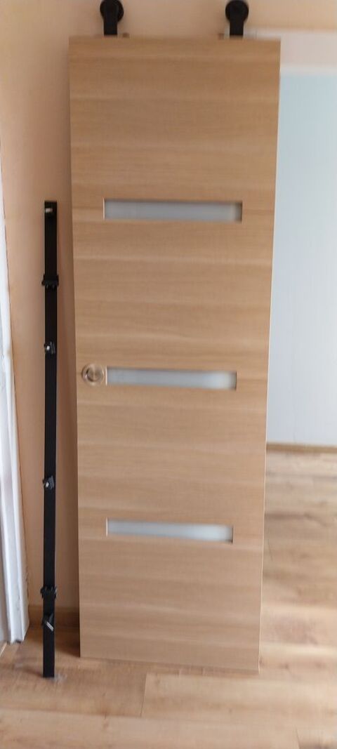 Porte coulissante MDF  vitre 63 cm 150 Courbesseaux (54)