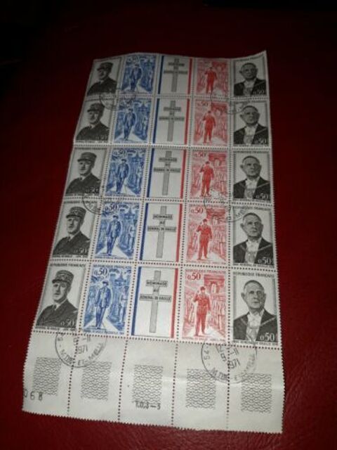 Planche de 30 timbres du Général de Gaulle (Hommage) 50 Longeville-lès-Saint-Avold (57)