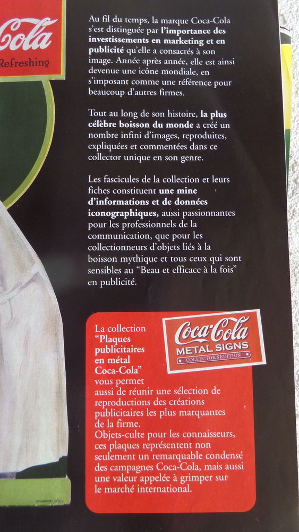 fascicules sur les plaques publicitaires de COCA COLA 