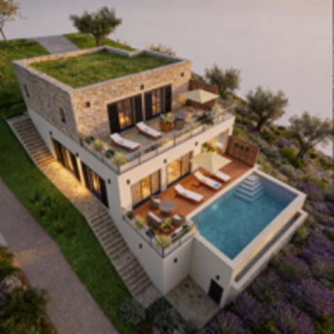   À vendre – Magnifique maison contemporaine de 215m2 avec piscine et 2 terrasses vue mer 