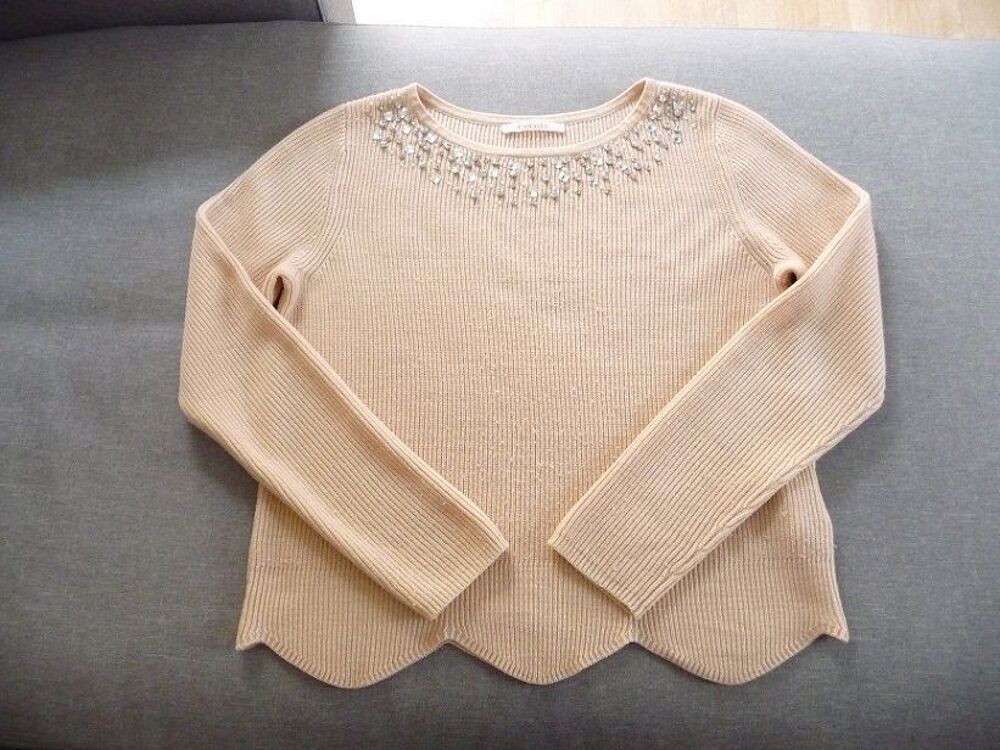 Pull saumon avec strass taille 36-38 Vêtements
