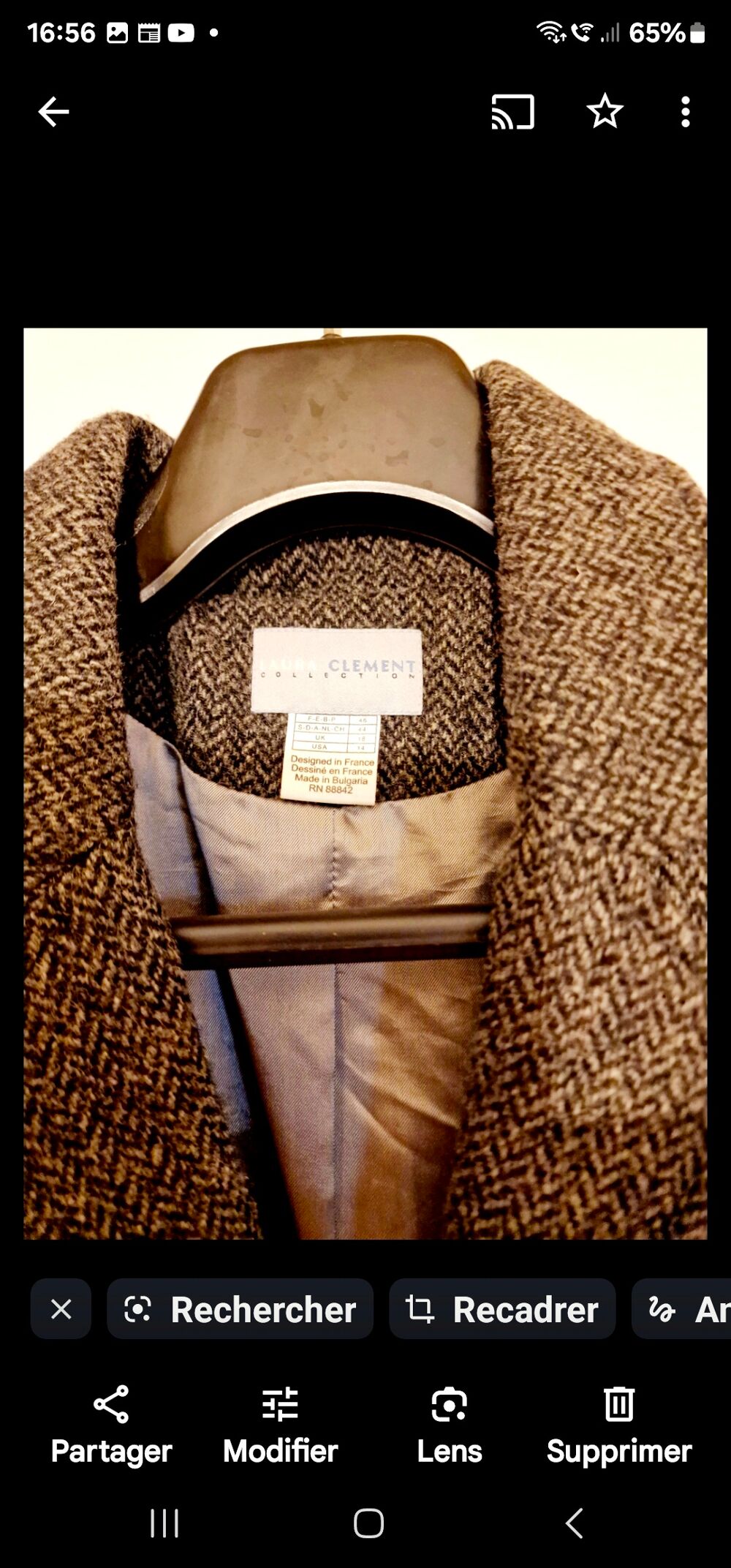 Veste classique chaude en laine Vêtements