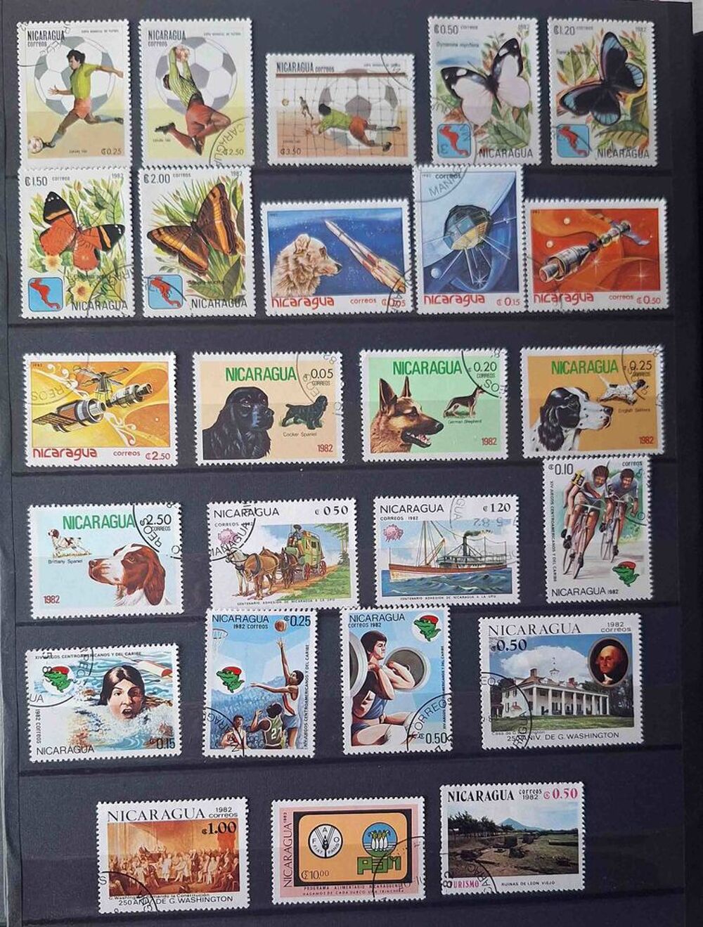 S&eacute;rie de timbres de collection du Nicaragua 