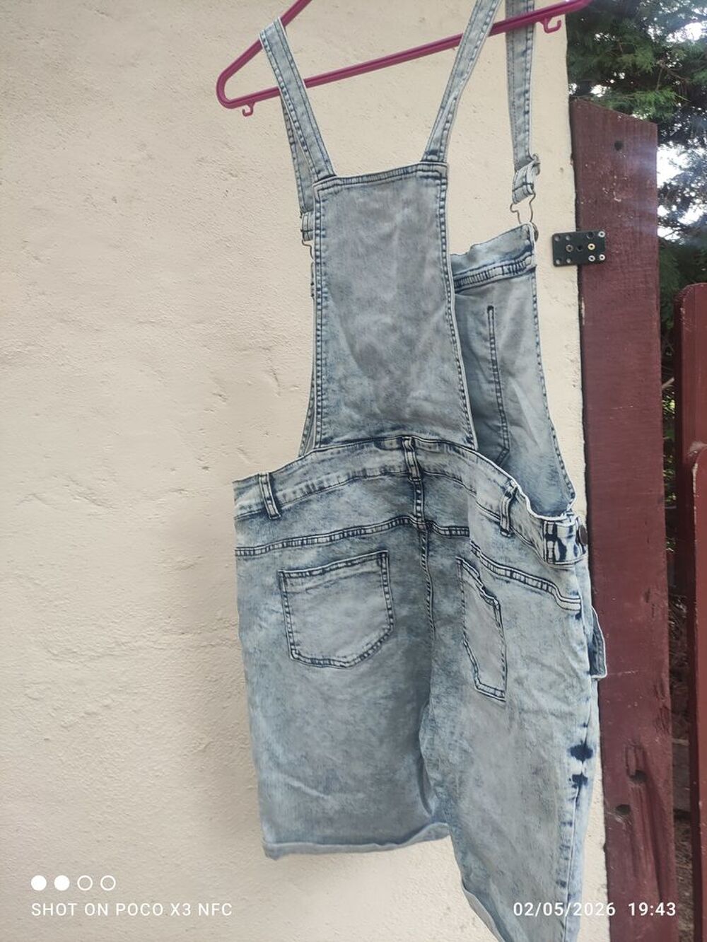 Short salopette jean d&eacute;lav&eacute; taille 50 Vêtements