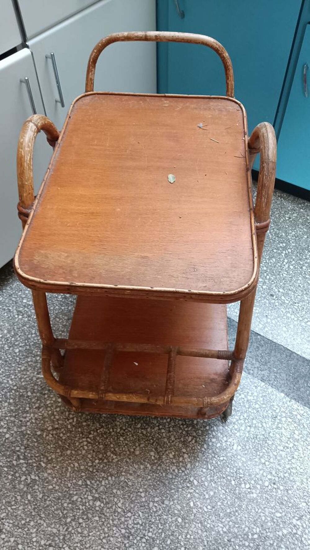 Desserte roulante rotin vintage osier Meubles