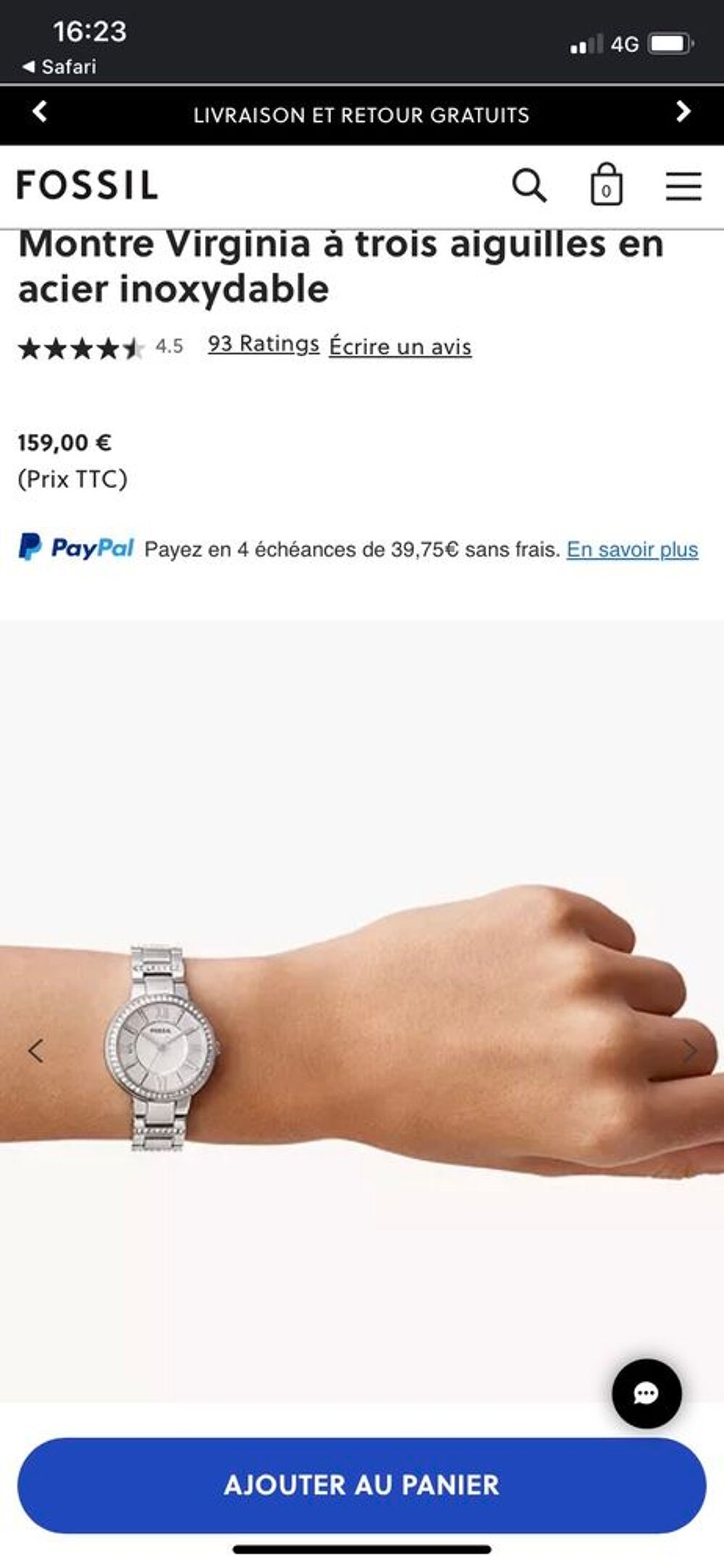 montre femme FOSSIL virginia Bijoux et montres