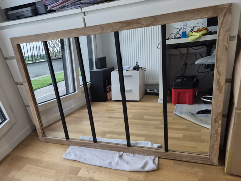Miroir verrière style atelier bois et métal ? 140 x 90 cm Massy (91)
