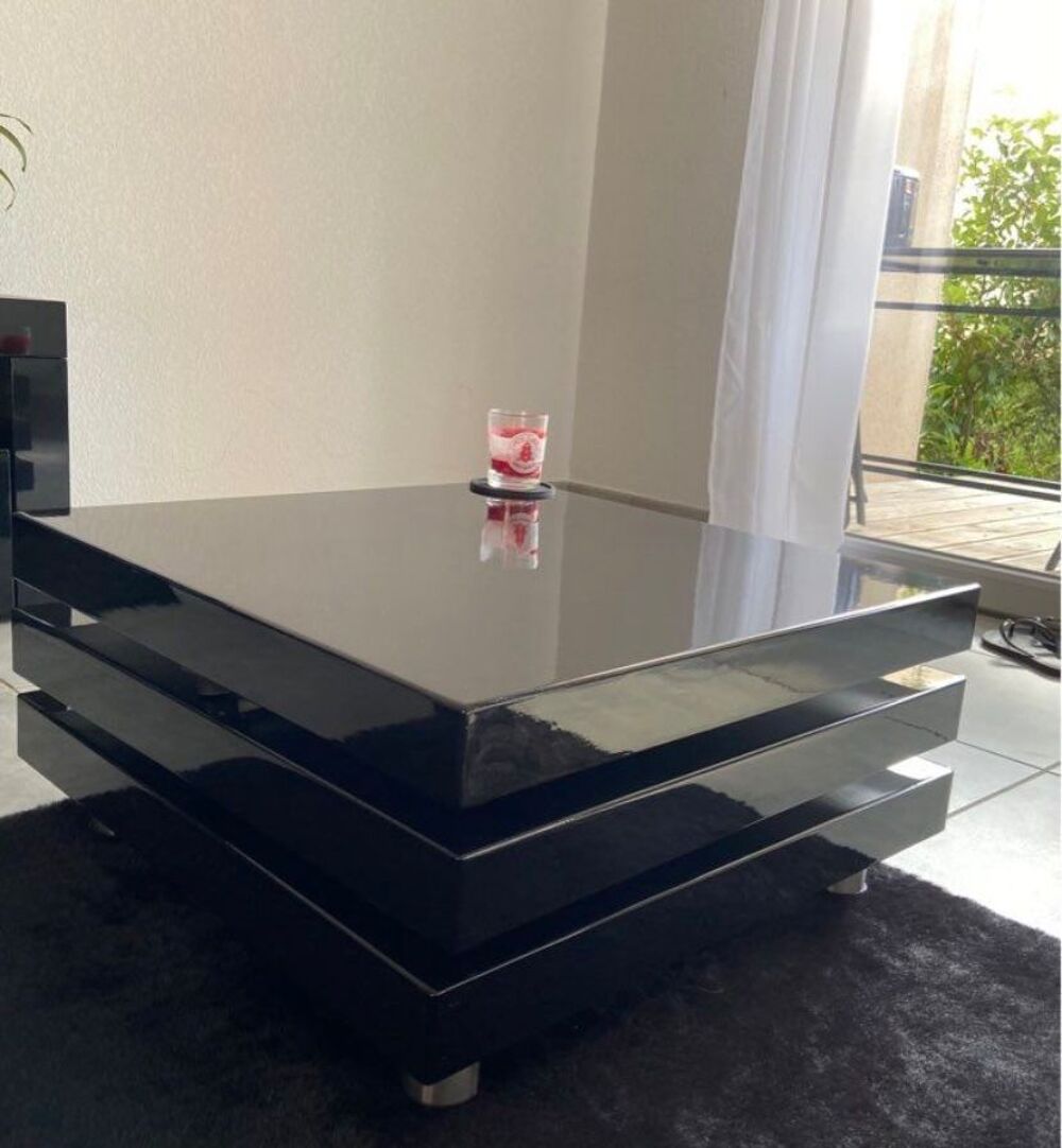 TABLE BASSE NOIR LAQU&Eacute; Meubles