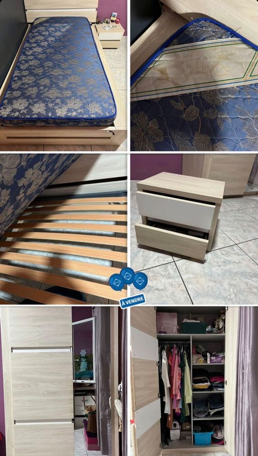 Chambre compl&egrave;te Meubles