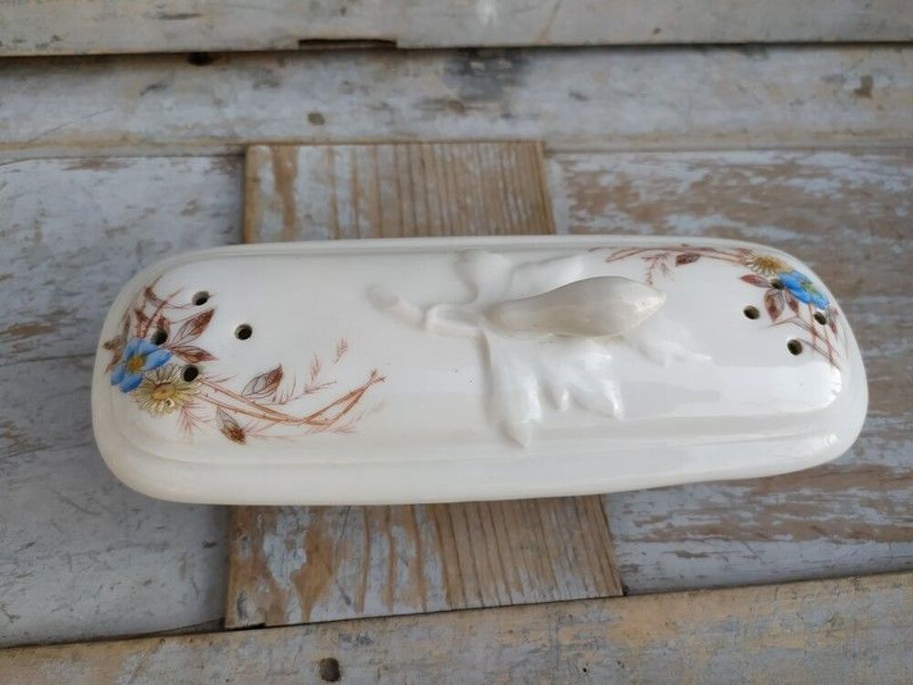 Ancienne Boite Porte Brosse &agrave; Dent Porcelaine Th&egrave;me Floral 
