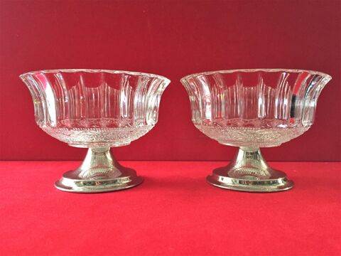 PAIRE DE COUPE A FRUITS DESSERT VERRE & MÉTAL ARGENTÉ 49 Marseille 11 (13)