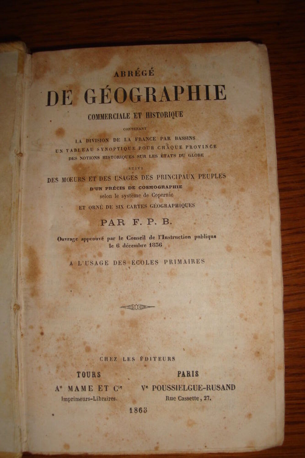 livre de g&eacute;ographie commerciale 1863 Livres et BD
