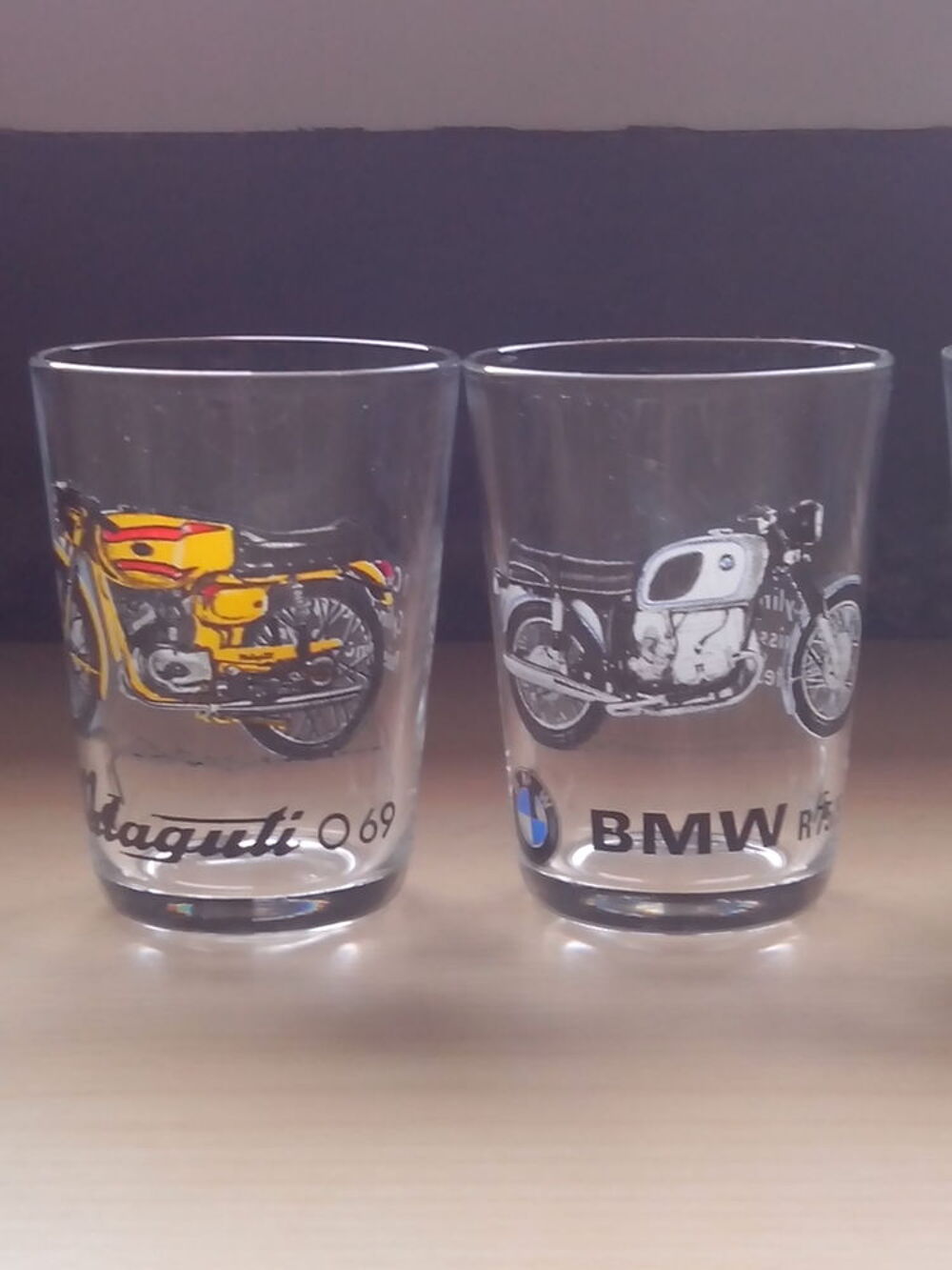 Lot de 6 verres "Moto" vintage "Etat neuf" Décoration