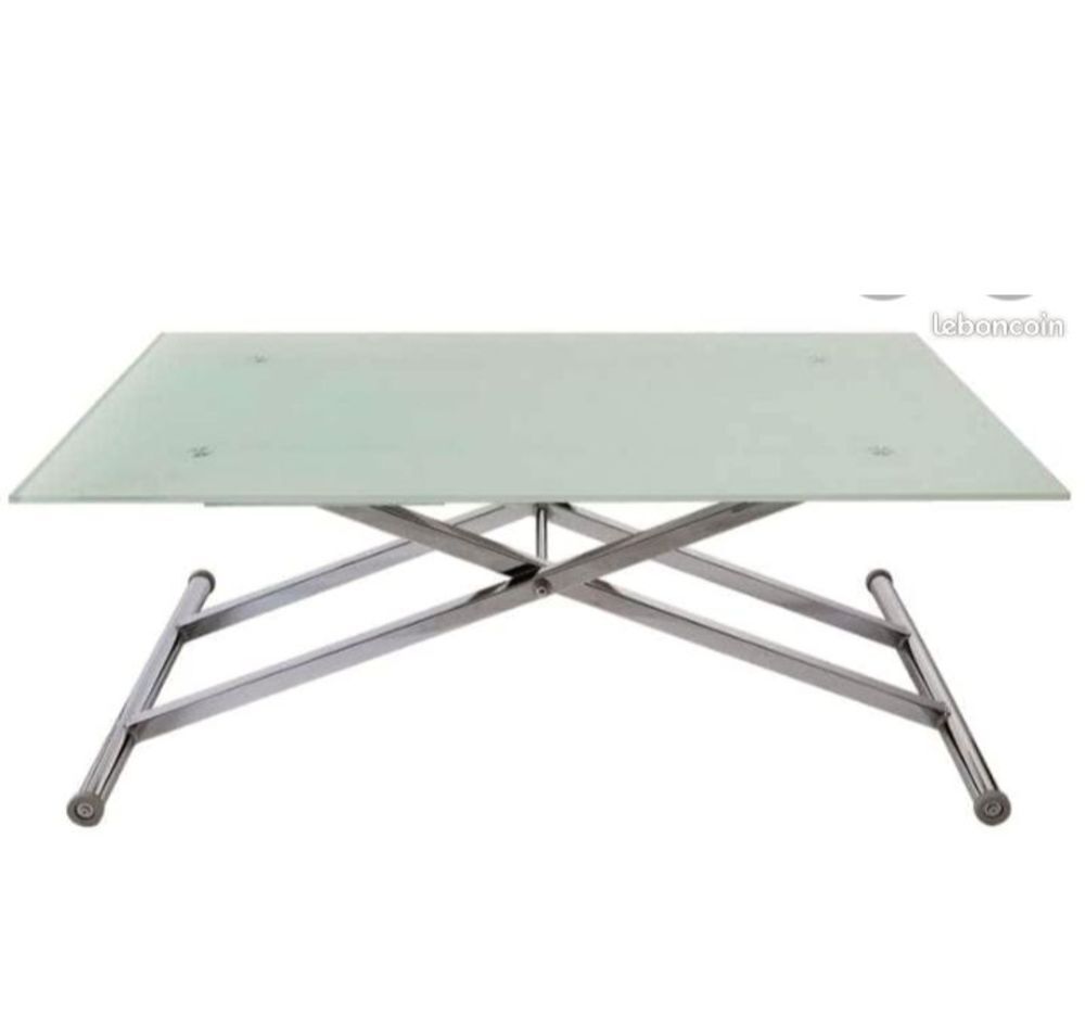 Table en verre transparent &eacute;tat neuf r&eacute;glable
120x76 Meubles