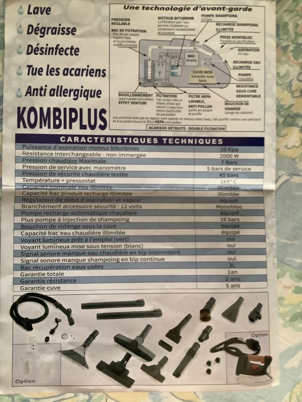 SUPER KOMBIPLUS OURAGAN - ASPIRO-VAPEUR. Electroménager