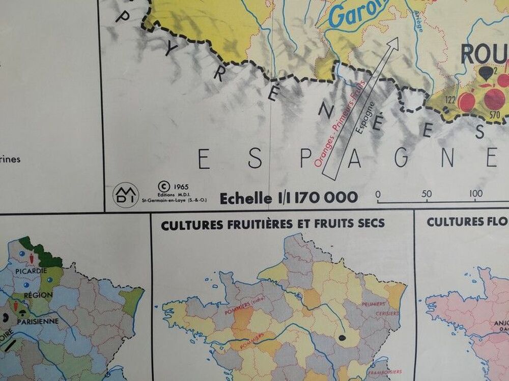 Carte Scolaire France L&eacute;gumes Fruits Fleurs / Cultures Indus 
