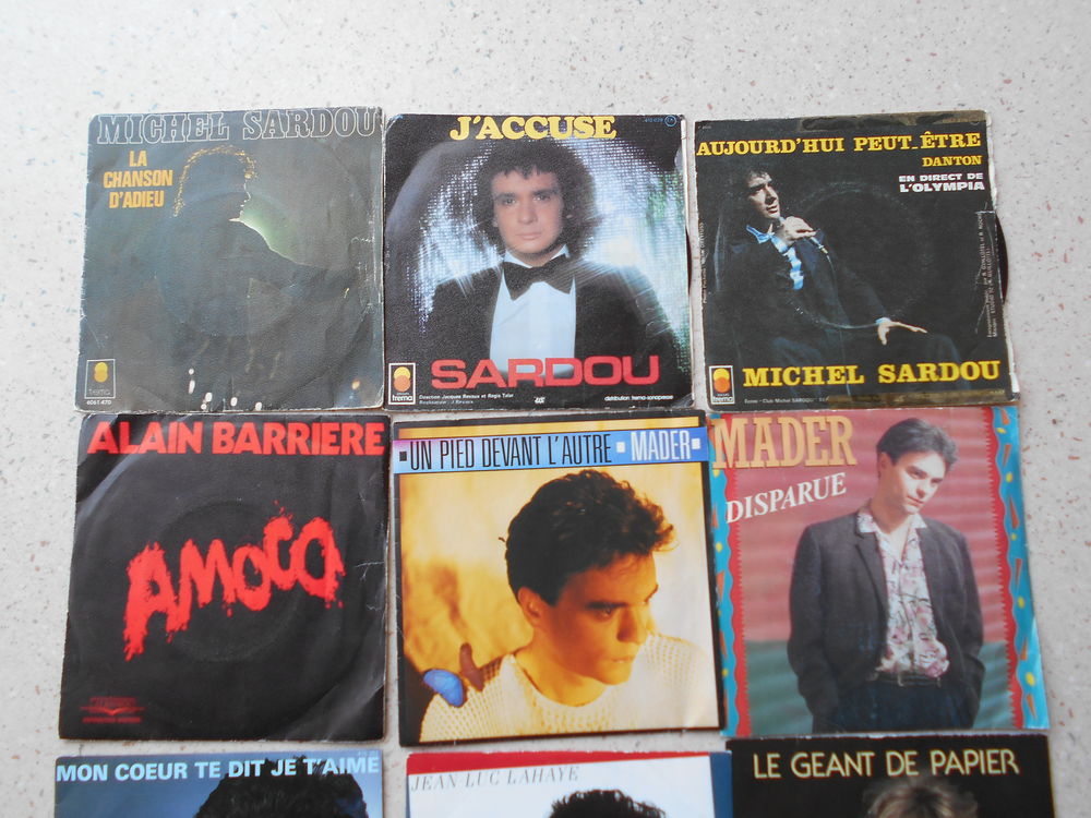 Disques vinyls 45 tours vari&eacute;t&eacute; fran&ccedil;aise ann&eacute;es 80 CD et vinyles