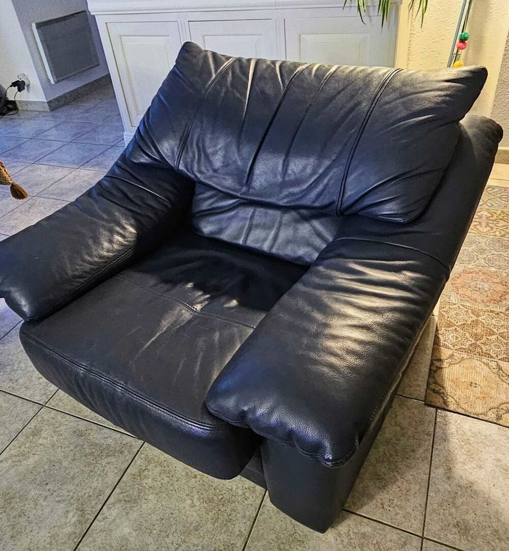 fauteuil cuir bleu nuit Meubles