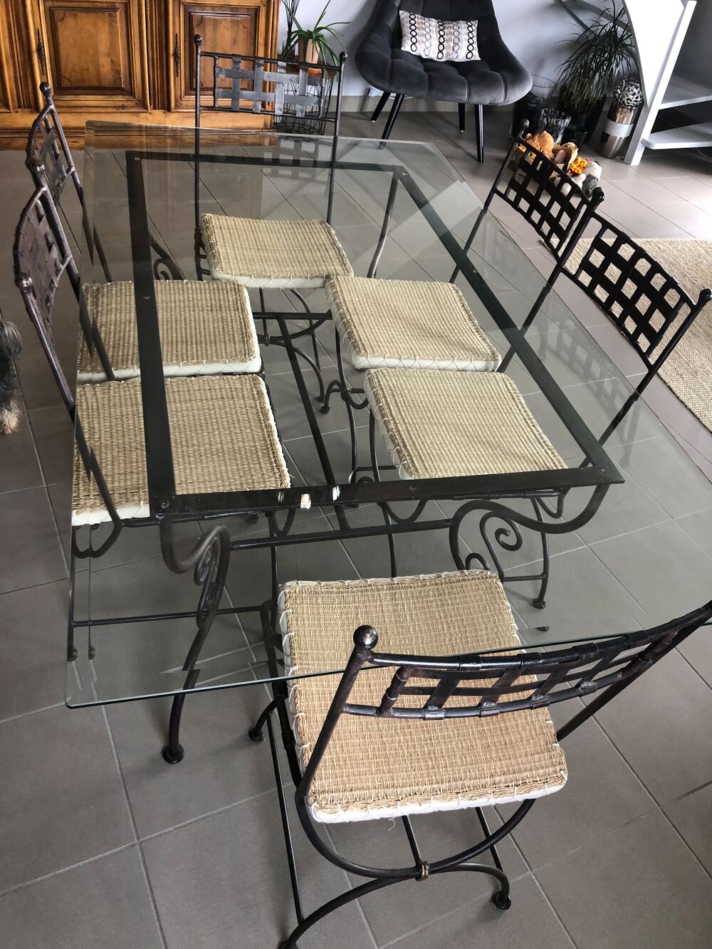 Table et chaise en fer forg&eacute; Meubles