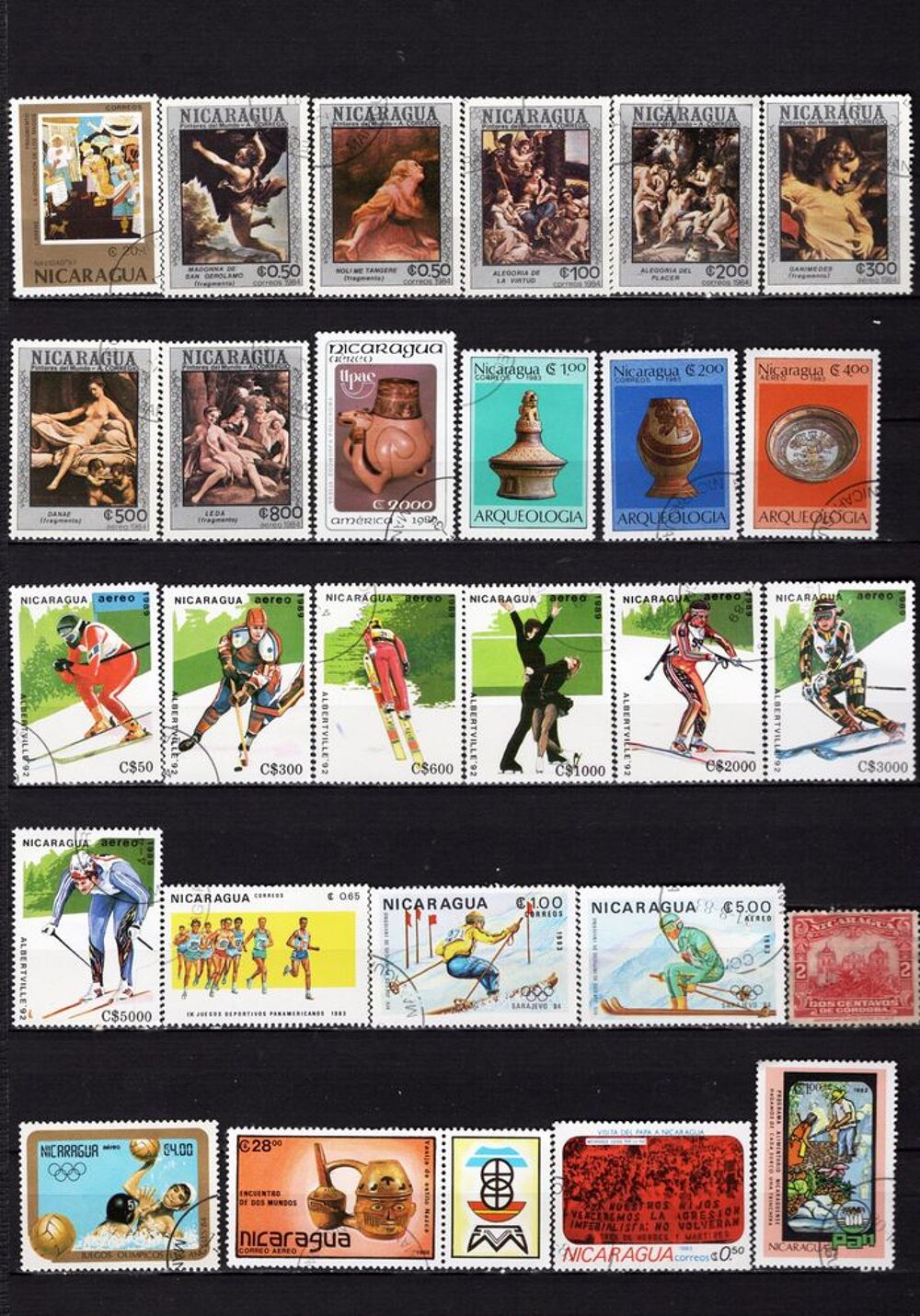 lot de 92 timbres du NICARAGUA 