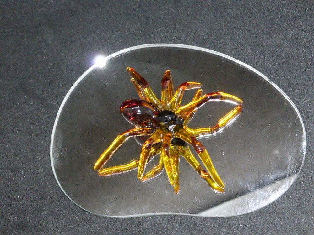 Araign&eacute;e en verre sur support miroir Décoration