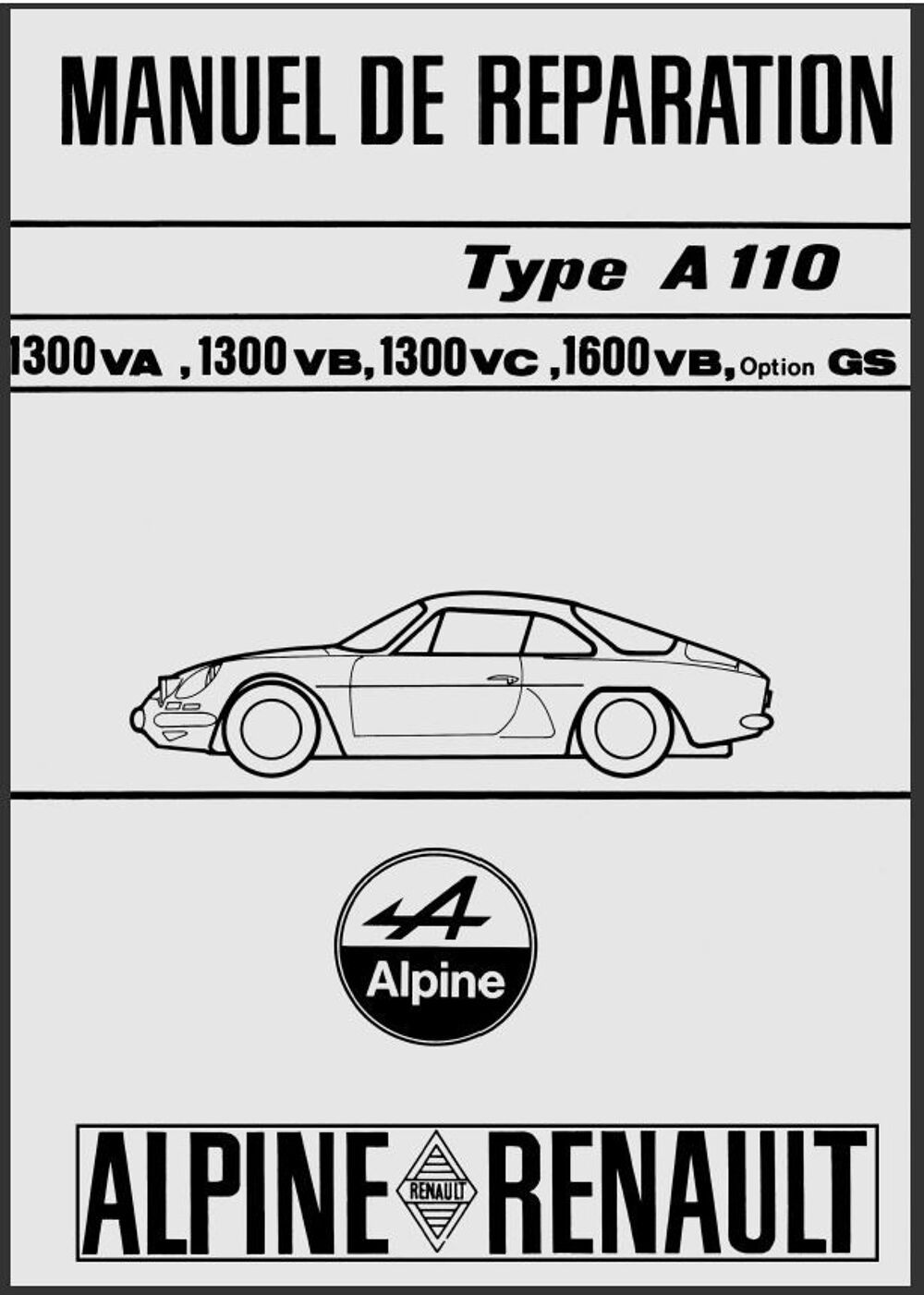 Manuel de r&eacute;paration Alpine Renault Tous mod&egrave;les Livres et BD