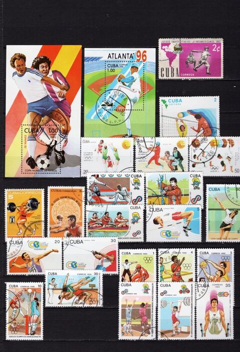 lot de 24 timbres de CUBA sur les SPORTS 3 Les glisottes-et-Chalaures (33)