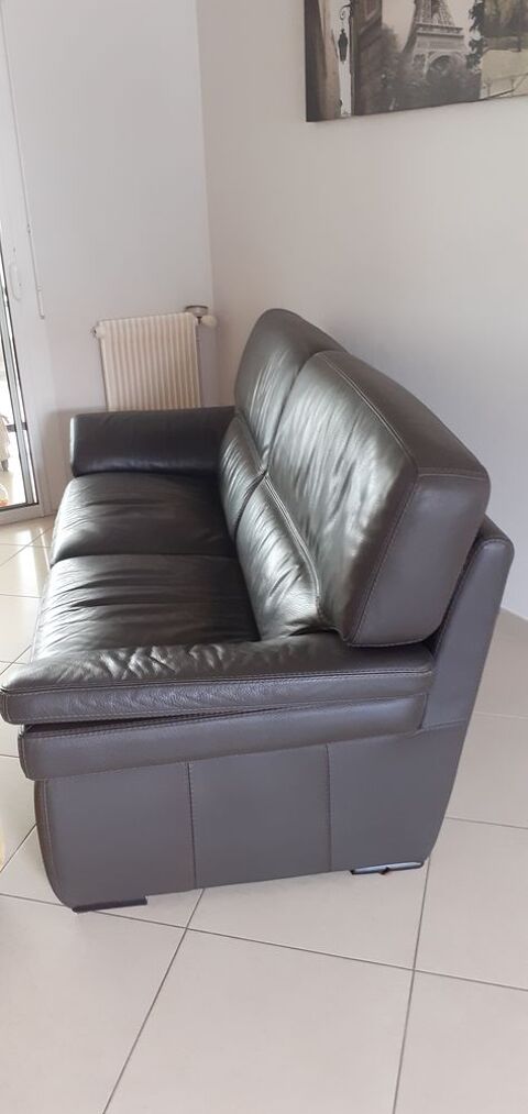 Canap fixe marron 3 places - Cuir 150 Pessac (33)