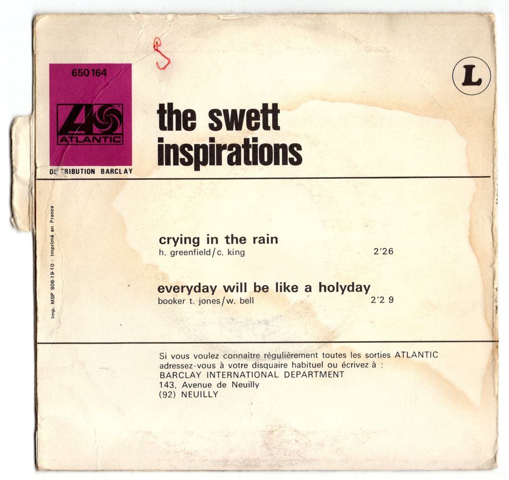 SP The SWEET INSPIRATIONS : Crying in the rain - ATL 650.164 CD et vinyles