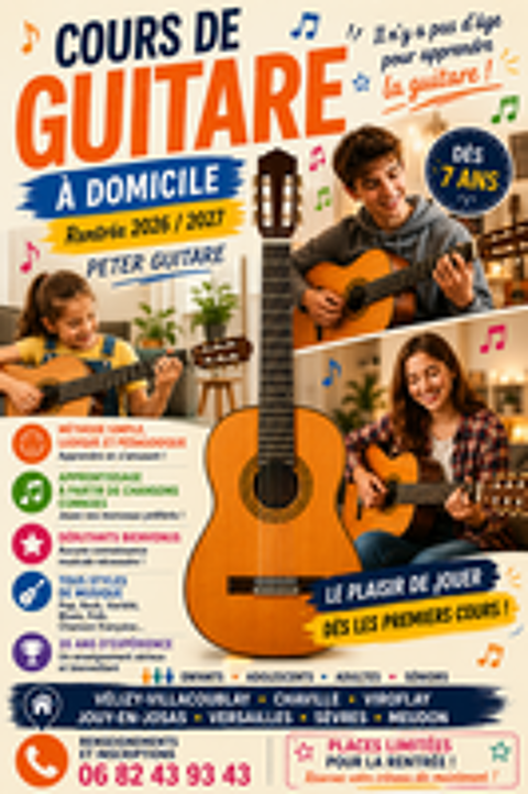   COURS DE GUITARE RENTRÉE 26/27
DÈS 7 ANS À VOTRE DOMICILE 