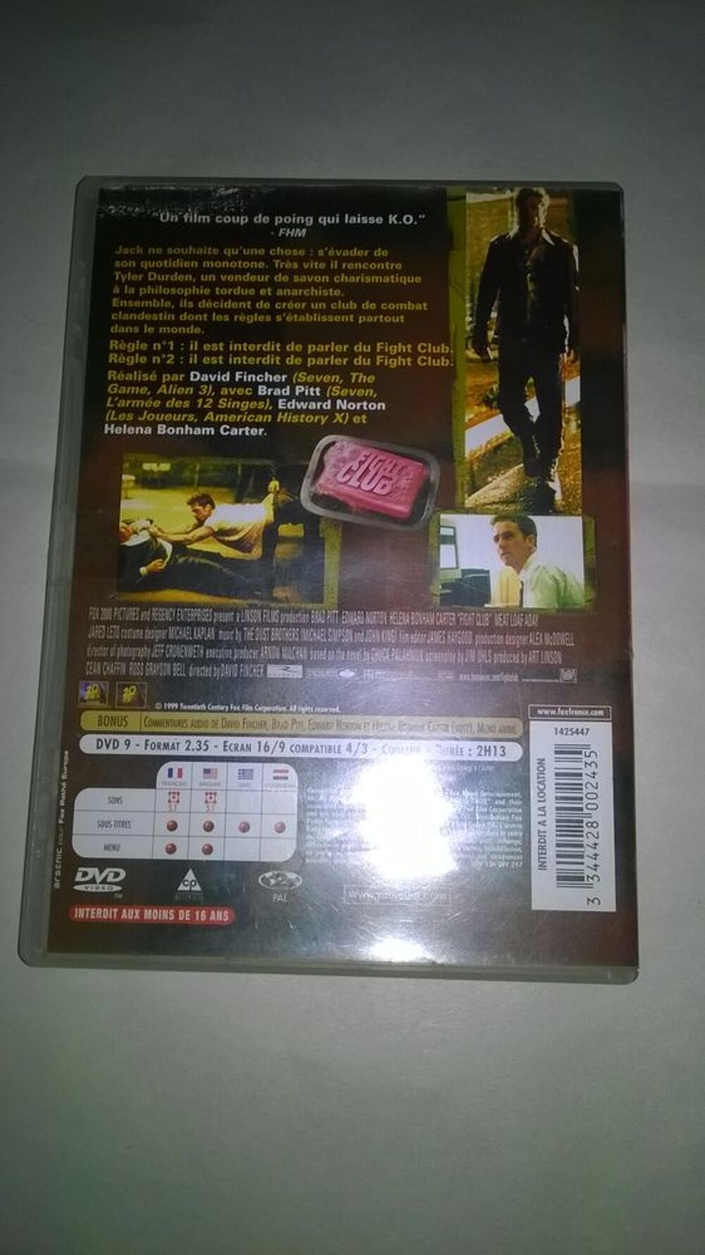 DVD Fight Club 
Brad Pitt | David Fincher
2001
Bon etat
DVD et blu-ray