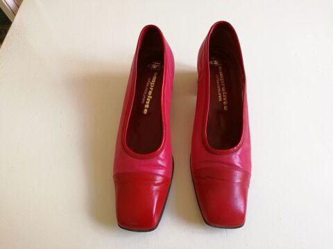 Chaussures femme en cuir rouge et rose 4 Sainte-Savine (10)