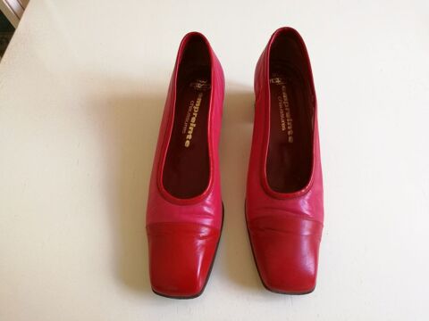 Chaussures femme en cuir rouge et rose  4 Sainte-Savine (10)