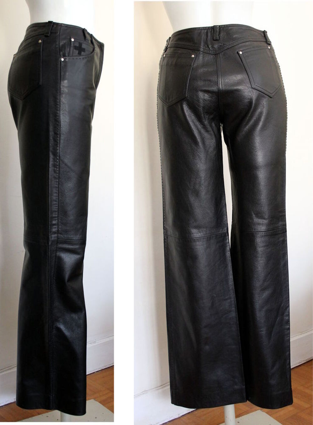 Pantalon cuir noir JC de CASTELBAJAC T.36 Vêtements