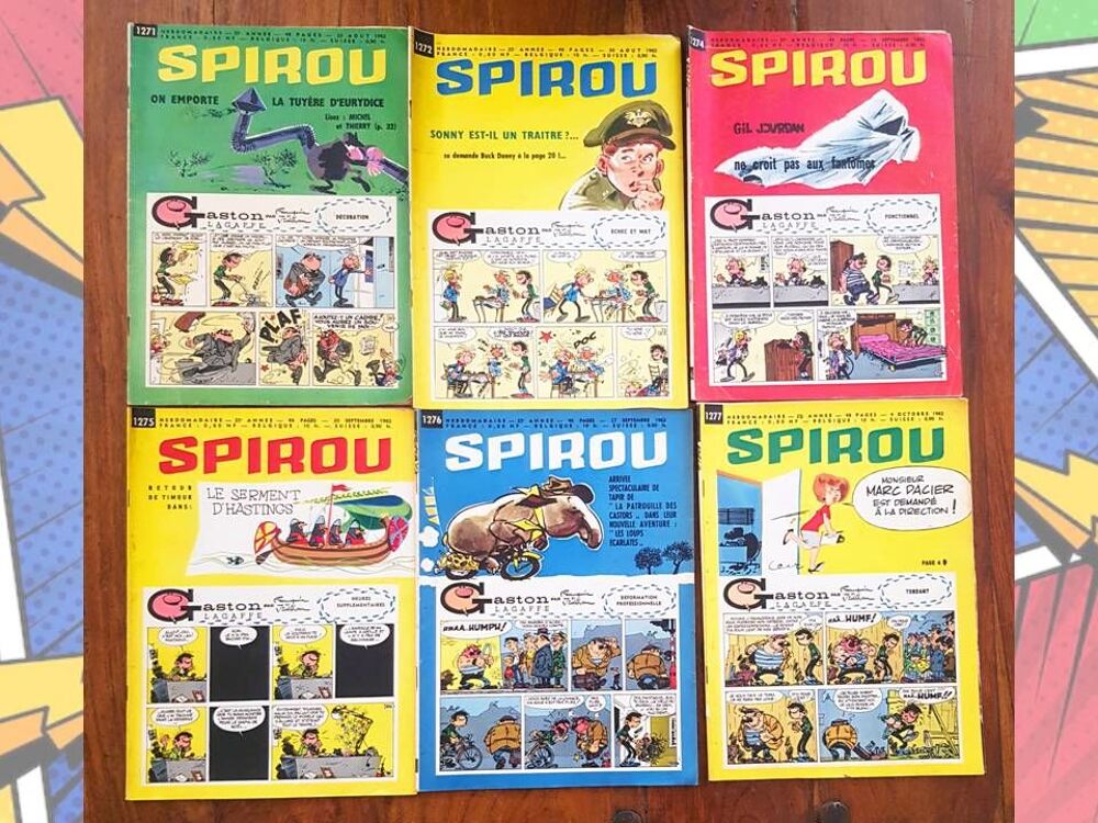 Spirou magasine Ann&eacute;e 1962 - Lot 6 num&eacute;ros anciens Livres et BD
