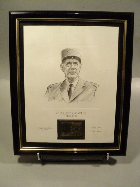 Timbre Charles De Gaulle frapp� sur Or Battu 23 carats. 35 Loches (37)