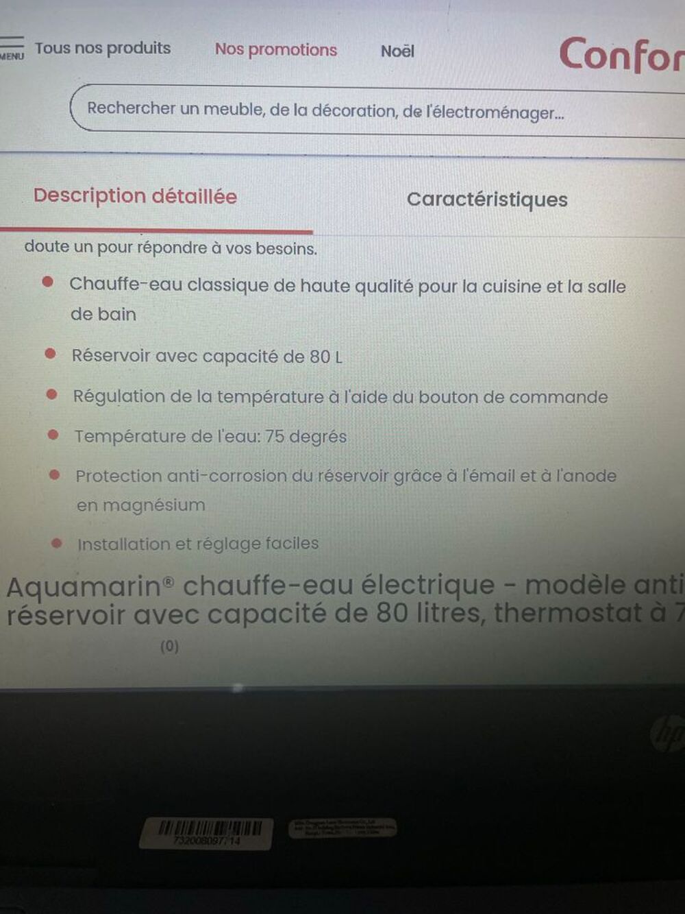 chauffe eau 80 litres neuf sous emballage Electroménager