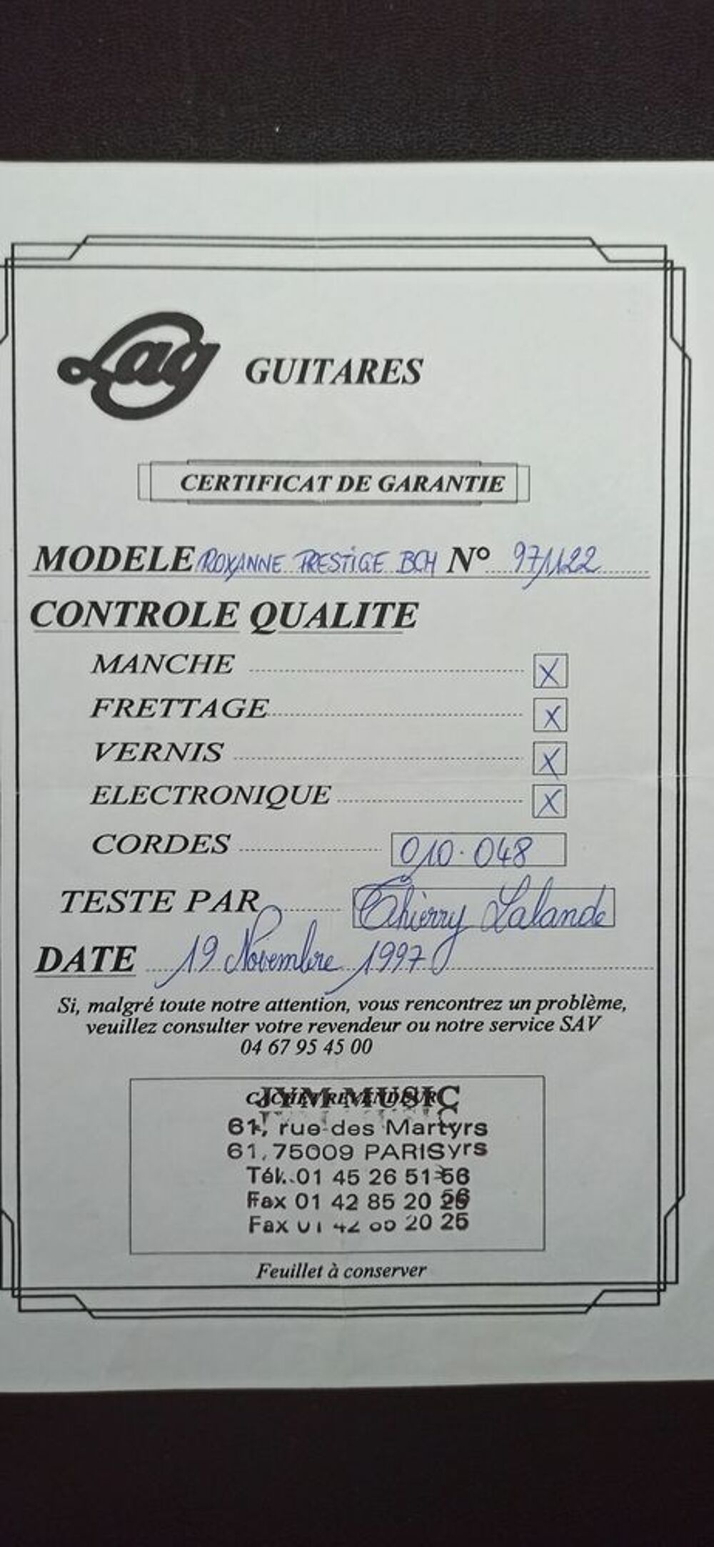 Guitare LAG Roxanne Prestige 1997 Instruments de musique