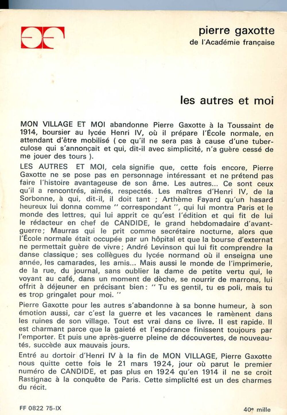 Les autres et moi- Pierre Gaxotte, Livres et BD