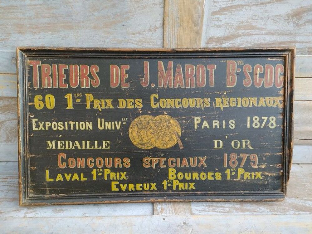 Panneau Bois Publicitaire Trieurs Jules Marot Niort ca1900 