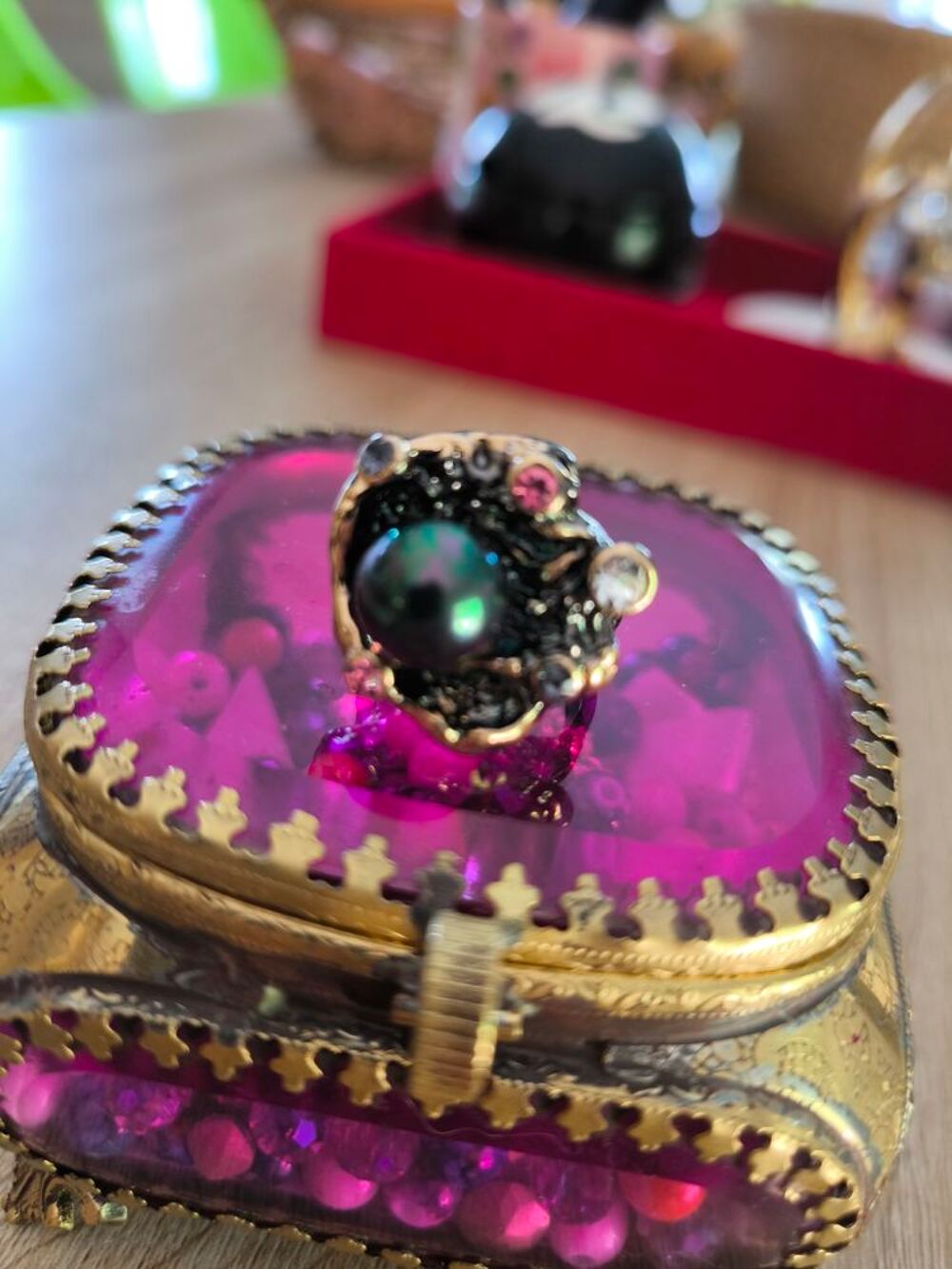 Bague perle v&eacute;ritable bronze et plaqu&eacute; or jaune Bijoux et montres