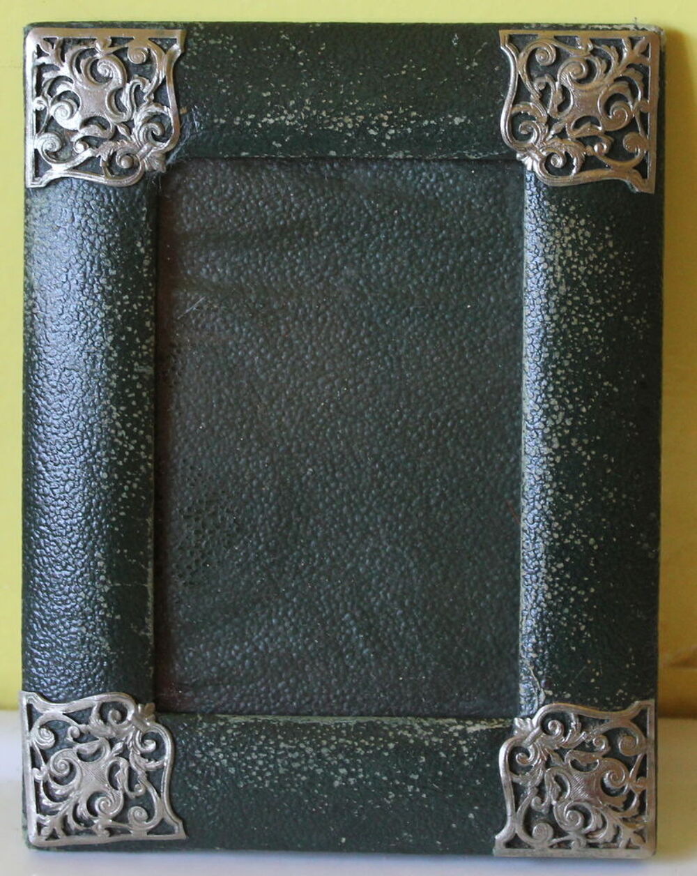 Cadre photo NAPOLEON III velours XIX eme cuir vert Décoration