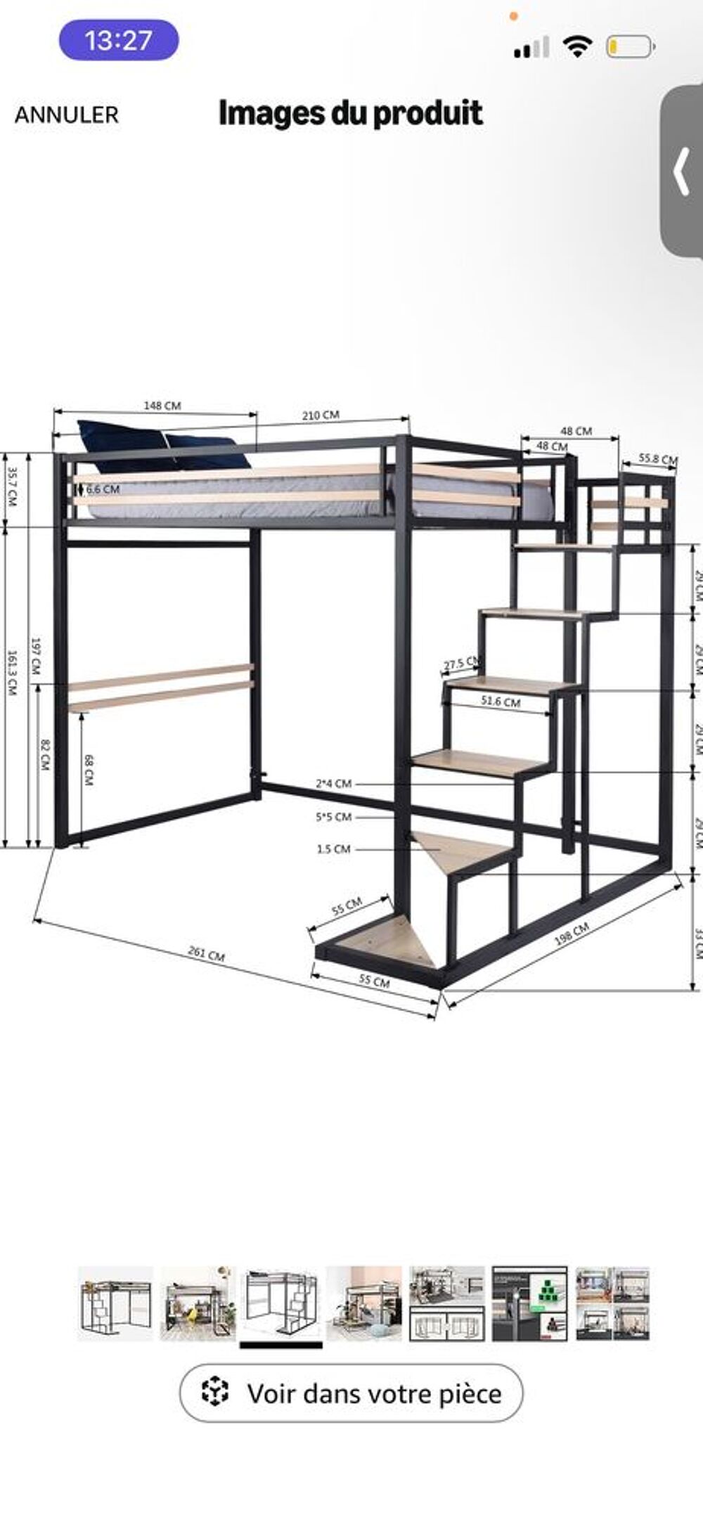 &agrave;€ vendre lit mezzanine et matelas &agrave; m&eacute;moire de forme Meubles